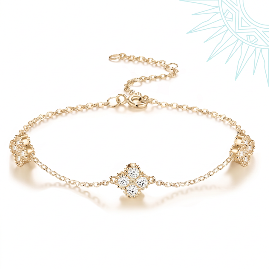 Bracelet Amaranta en vermeil or 18 carats sur argent 925, chaîne étalée à plat et motif central bien en évidence