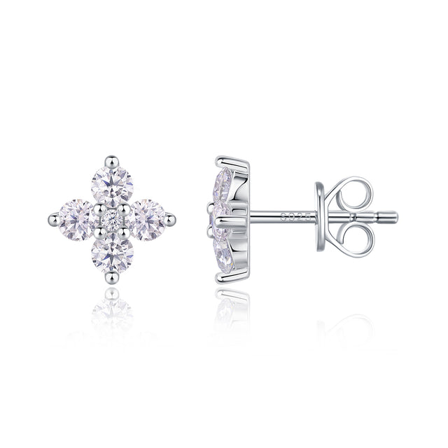 Boucles d'oreilles Azucena en Argent Sterling, face et profil avec le poussoir