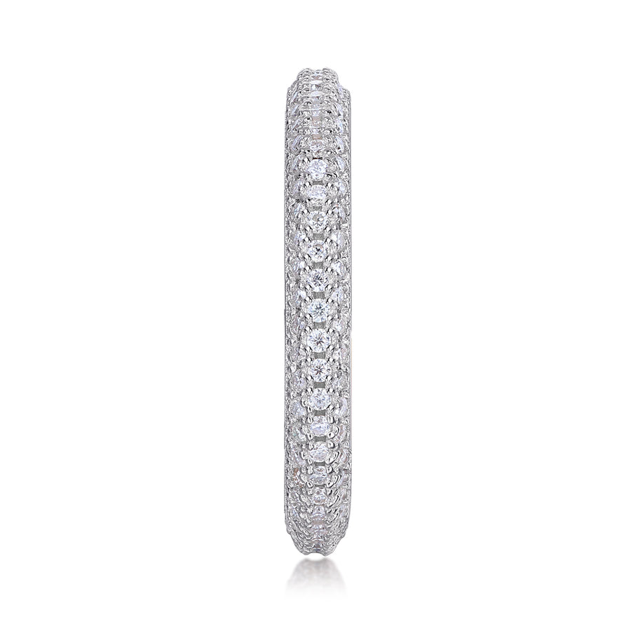 Bague Nemya en argent sterling 925, vue de profil sur la tranche, gros plan sur le pavé