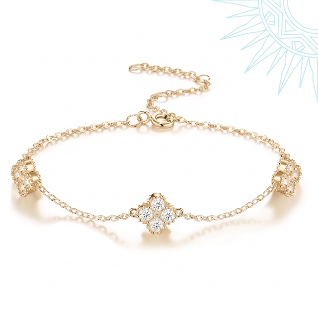 Bracelet Amaranta en vermeil or 18 carats sur argent 925, chaîne étalée à plat et motif central bien en évidence