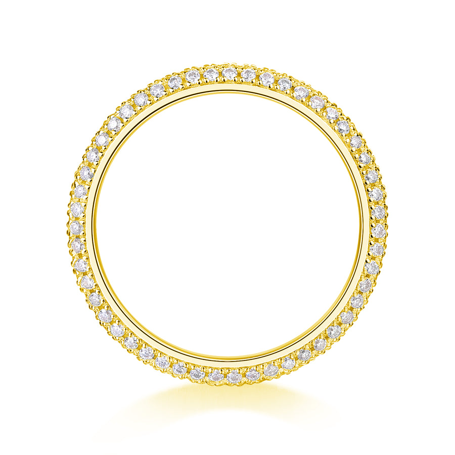 Bague Nemya en vermeil or 18 carats sur argent 925, anneau debout vu de face, tour complet serti de pierres